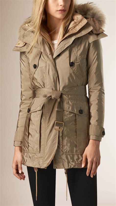 burberry parka with fur hood|Burberry check wool coats.